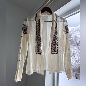 Vintage 70’s Sheer Embroidered Blouse